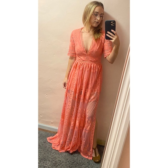 White Lace Maxi Romper Dress - Picture 3 of 7